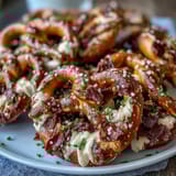 Shamrock Pretzel Bites are festive treats made with mini pretzels, white chocolate, and green sprinkles for a sweet and salty crunch.