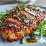 Juicy chicken breasts glazed in tangy honey-mustard sauce, served with crisp green beans for a bright, balanced dinner.