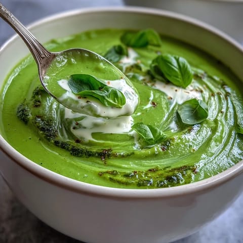 Courgette, Pea and Pesto Soup served steaming in a rustic bowl, perfect with a slice of crusty bread.