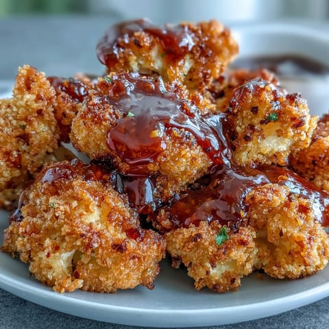 Spicy-sweet Crunchy Baked Hot Honey Cauliflower florets tossed in a glossy hot honey sauce with parsley.
