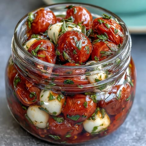 Layered Mason Jar Caprese Salad features vibrant tomatoes, mozzarella, and basil with balsamic drizzle.