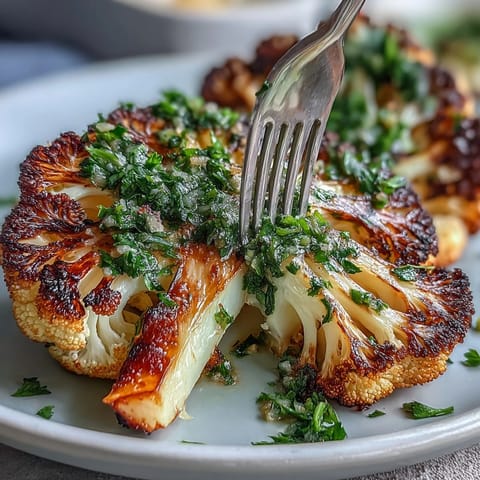 Charred BBQ Cauliflower Steaks, a vibrant vegan main, ready to serve.