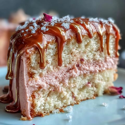Elegant pink Rosé Velvet Cake with glistening gold drip, perfect for bridal showers.