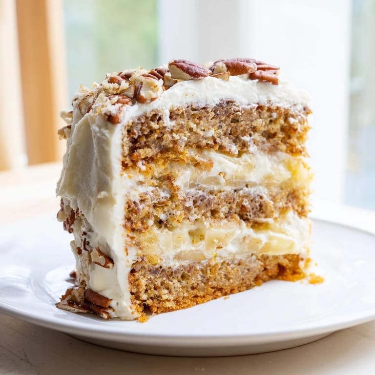 Delicious Hummingbird Cake: A Southern dessert with mashed banana and cream cheese frosting garnish.