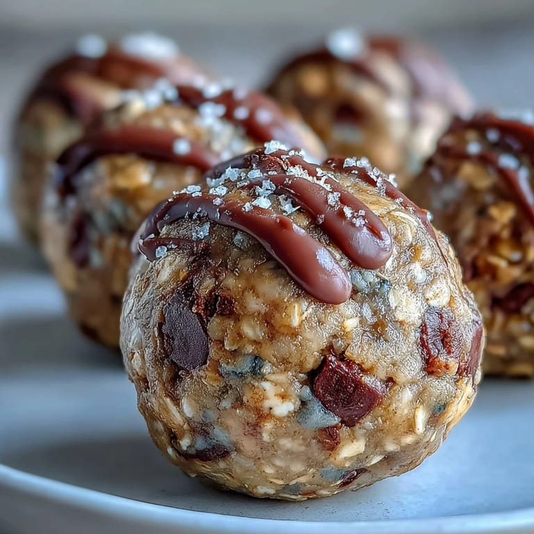 Homemade Banana Chocolate Chip Energy Balls resting on a white plate, showing texture from oats and chocolate chips.