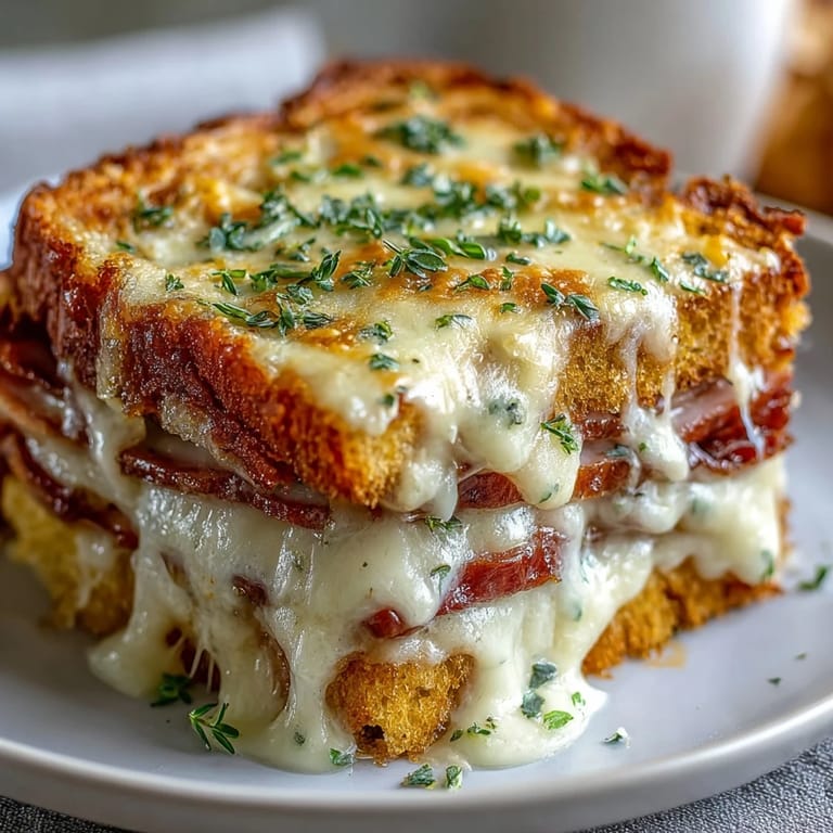 Close-up of a serving showing the melty cheese interior and golden brown crust.