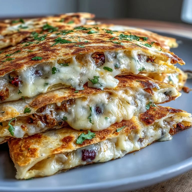 Hot Blooming Quesadilla Ring with melty cheddar and Monterey Jack, arranged point-side in and ready to pull apart for a party.