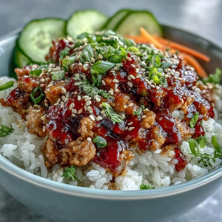 Bang Bang Ground Turkey Rice Bowls with sesame-scallion garnish and lime wedges for a bright, fresh finish.