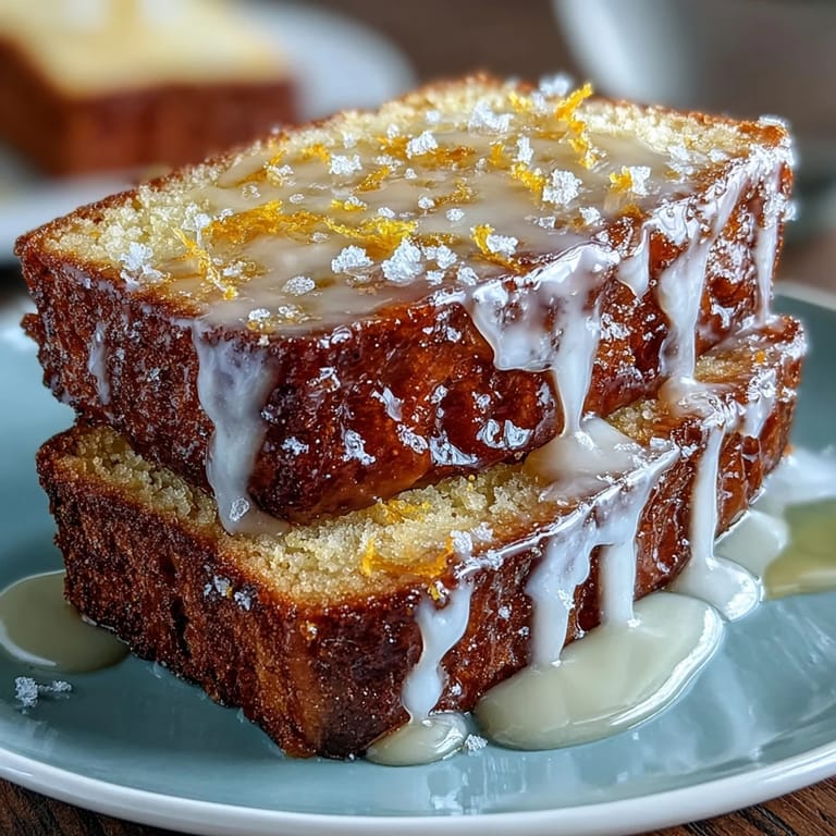 Slices of tender lemon loaf cake drizzled with bright lemon syrup, perfect for a light dessert or afternoon tea.
