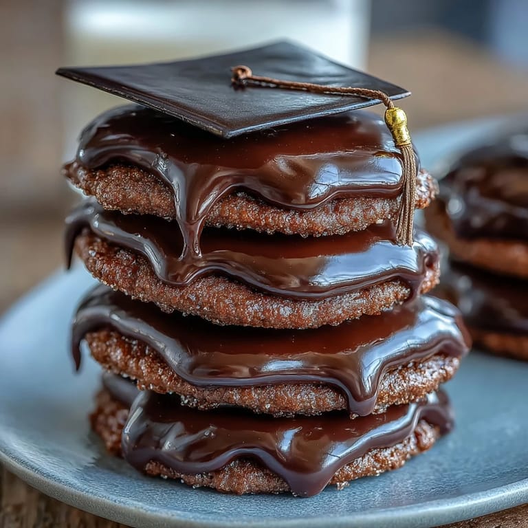 Celebrate graduation with buttery sugar cookies decorated like graduation caps, topped with glossy black icing and bright yellow candy tassels.