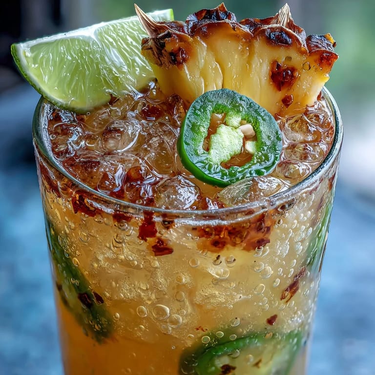 Refreshing Pineapple Jalapeño Agua Fresca, a sweet and spicy Mexican beverage on ice.