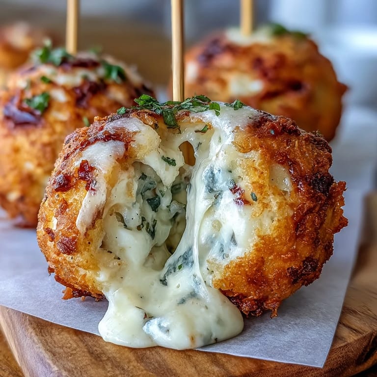 Close-up of warm Derby Party Olive Cheese Balls, a delicious, melt-in-your-mouth bite.