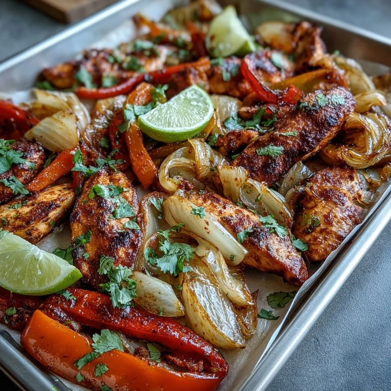 Juicy chicken fajitas roasting with vibrant bell peppers, a flavorful weeknight dinner.